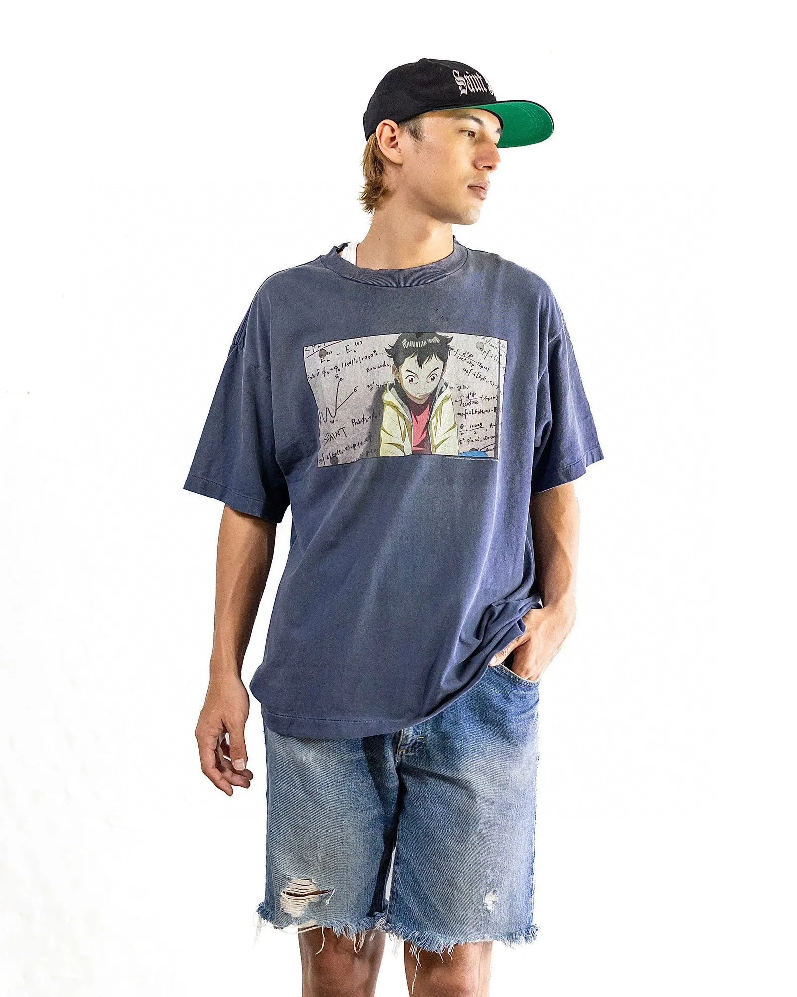 PLUTO x SAINT Mxxxxxx PLUTO SS TEE/Pluto co-branded retro tee Pluto distressed hole short sleeves Washed blue S-XL The washing and destruction process have reached the highest peak in the brand's history The real thing is quite acceptable This tee is derived from Osamu Tezuka's landmark masterpiece Customized original consistent main mark/wash mark Original consistent cylindrical OE yarn fabric